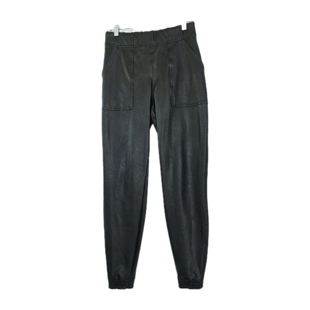 New. SPANX Faux Leather Pants Black‎ Womens Size S High Waisted Stretchy Biker